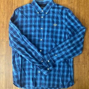 Fred Perry Men’a Blue Plaid Dress Shirt